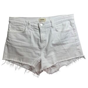 L'Agence Womens Denim Shorts Size 30 White Frayed Raw Hem Casual Summer‎